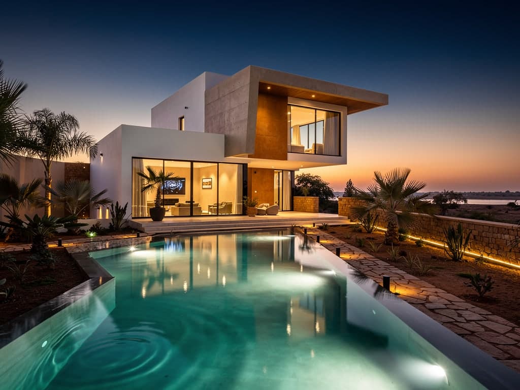 Contemporary villa, home cinema and self-consumption